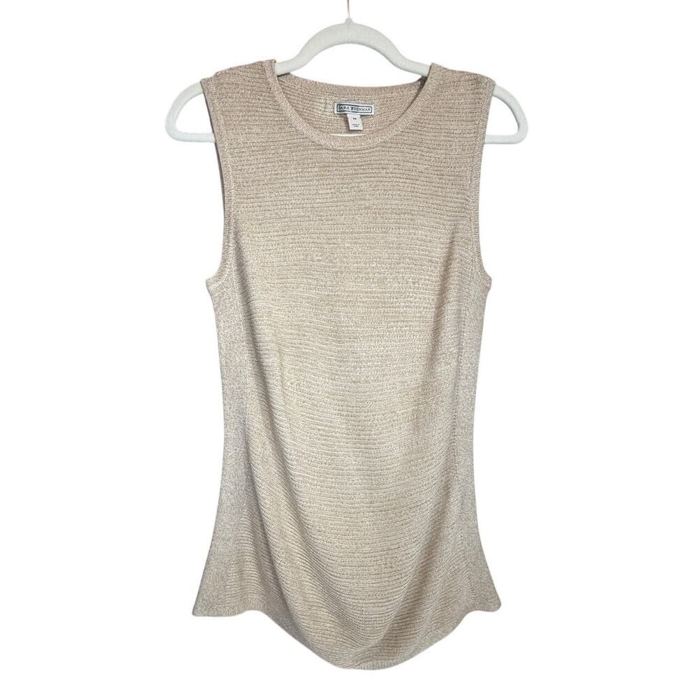 Dana Buchman Sz L Sleeveless Tank Lightweight Sweater Tan | EUC